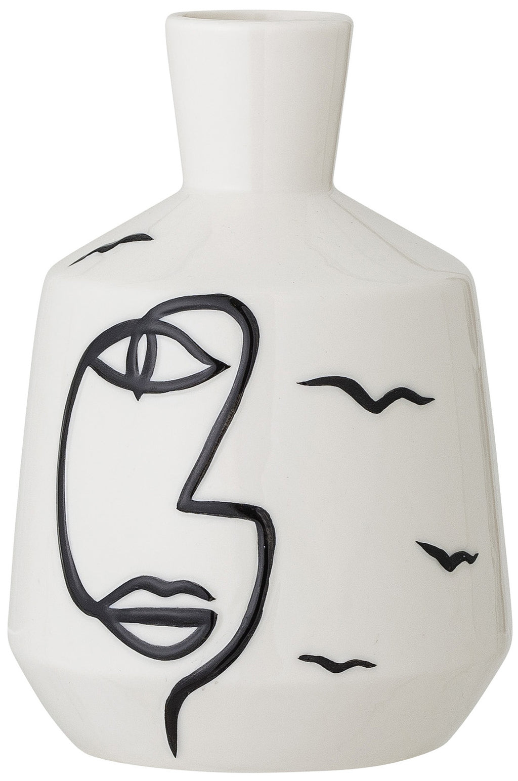 Line Art Face Vase — Handmade Ceramic Decoration